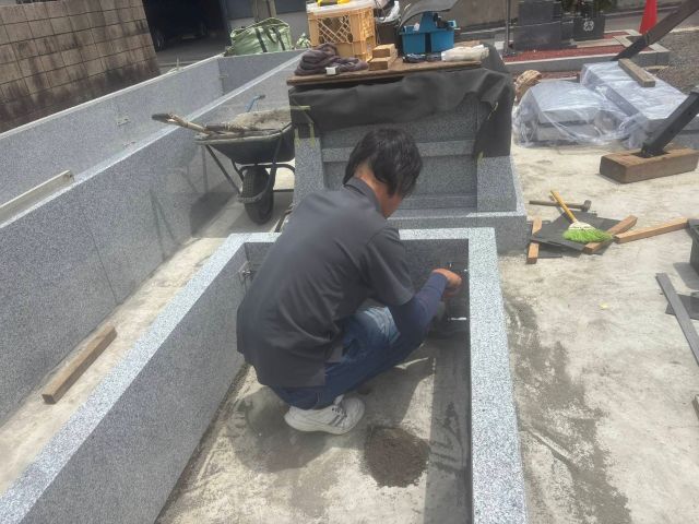 桑名市佛眼院　永代供養墓工事　㉞個別墓外柵設置